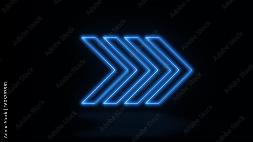 Neon glowing blue arrow sign, Abstract background, Animation 4K Neon glowing blue arrow sign, Abstract background, Animation 4K