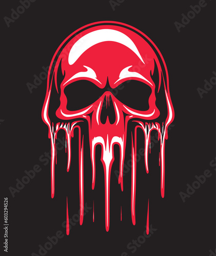A melted red skull head