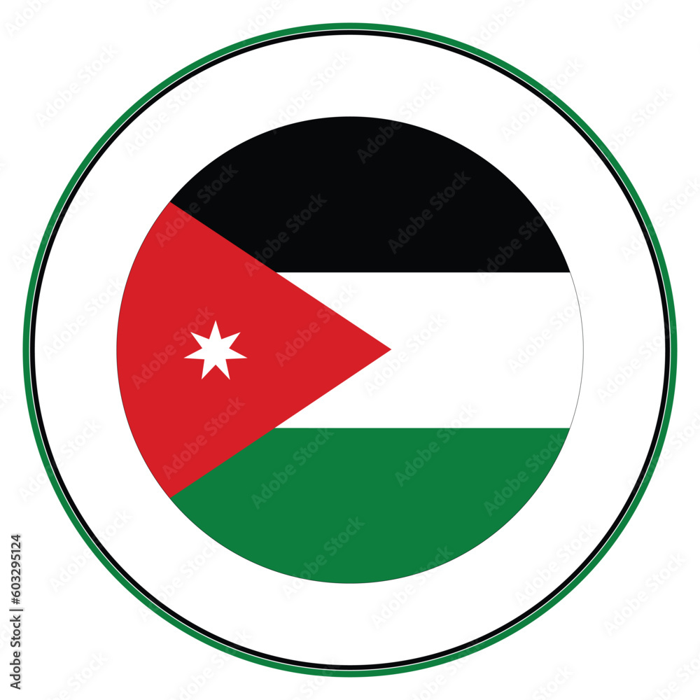 Jordan flag circle. Flag of Jordan round shape