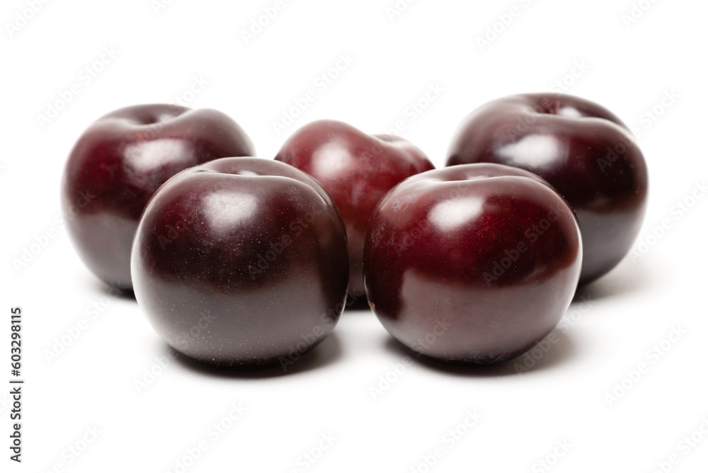 group fresh ripe plum on a white background group fresh ripe plum on a white background