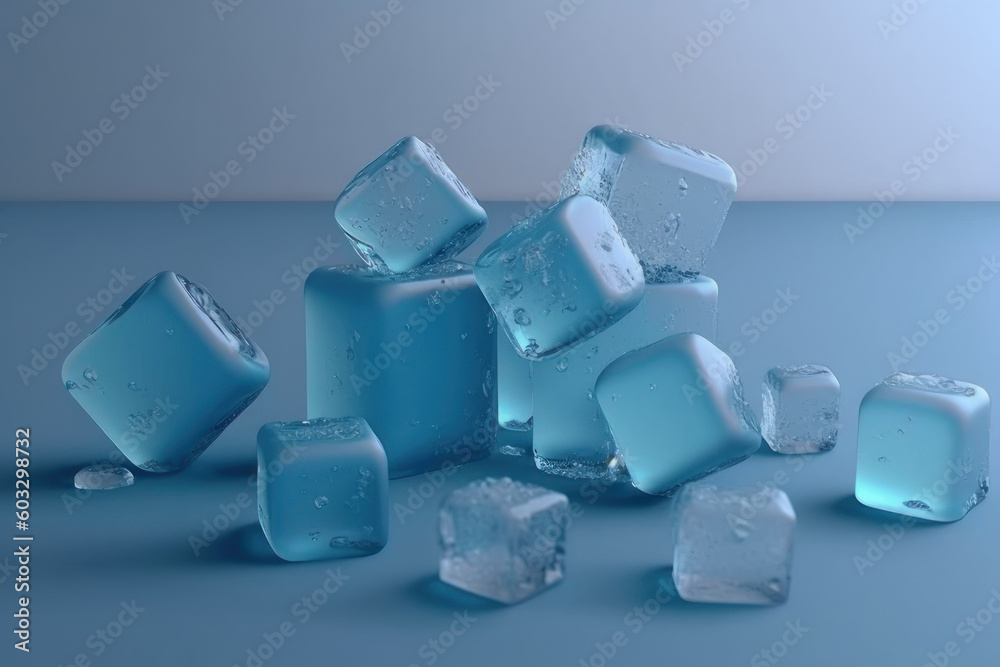 Ice cubes. AI generative. Ice cubes. AI generative.