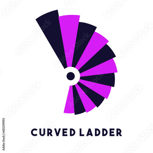 illustration vector  graphic  design of curved ladder logo with a mix of pink and blue