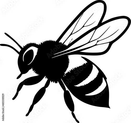 Honeybee | Black and White Vector illustration