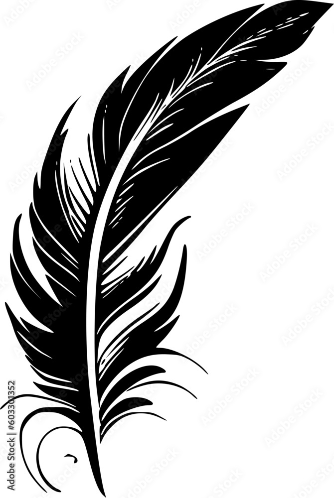 Obraz premium Feathers - Black and White Isolated Icon - Vector illustration
