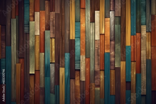 Many thin wooden panels in many different colors arranged vertically  Generative AI  Generativ  KI 