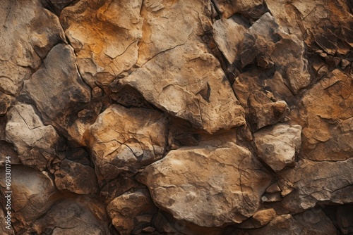 A dusty, rough rock face with many individual larger chunks of fur (Generative AI, Generativ, KI) 
