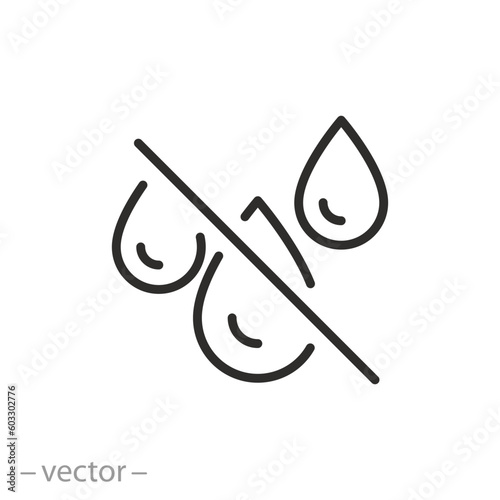 no water icon, drought concept, thin line symbol - editable stroke vector illustration