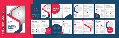 Company Profile brochure template layout with unique and professional design, Multipages brochure layout with Yellow red-orange color shape 