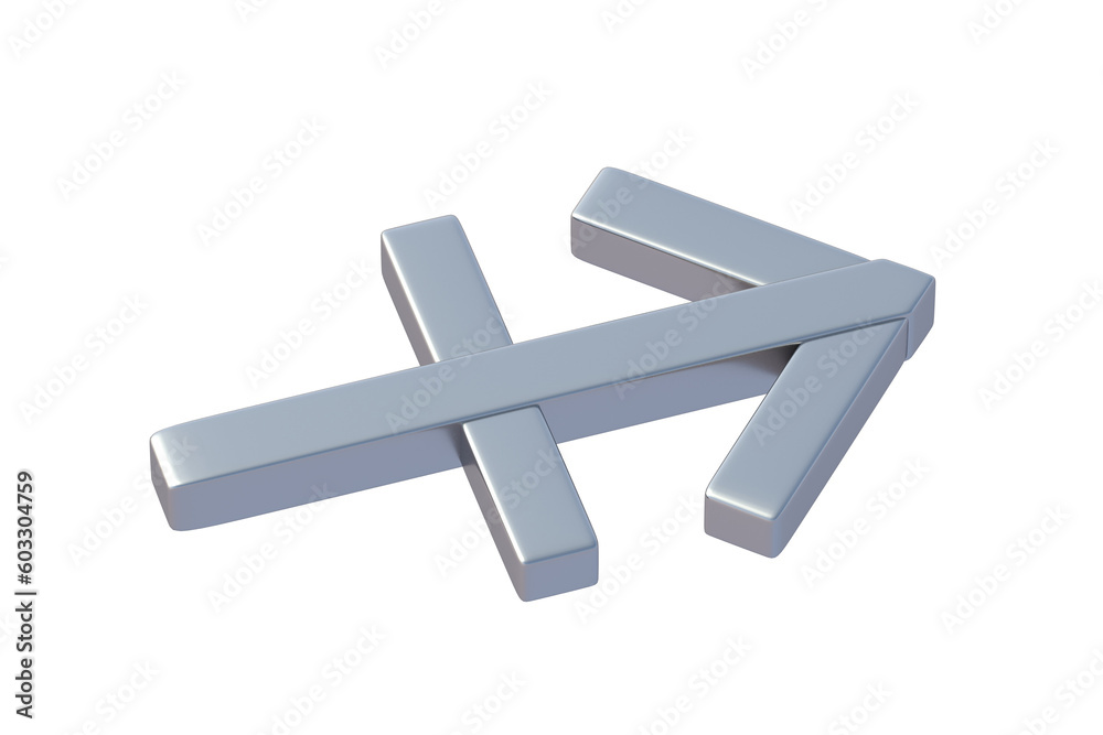 Obraz premium Astrological sign sagittarius isolated on white background. Metallic zodiac symbol. 3d render