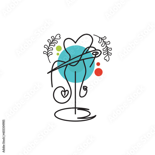 fashion Props logo design vector template sign icon. logo with lineart style,
