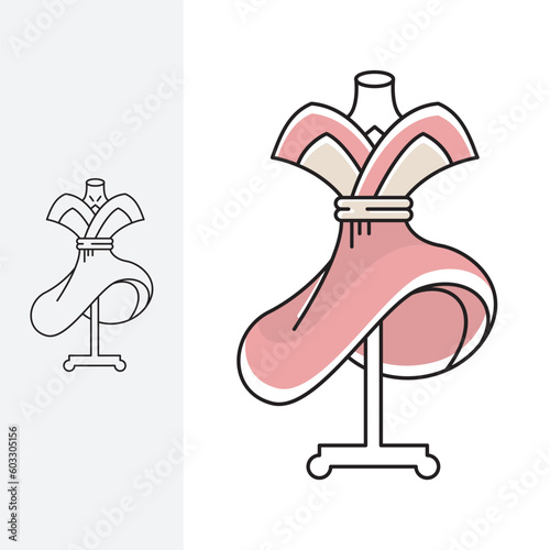 fashion mannequin logo design simple modern. logo with offside style,
