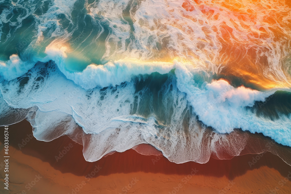 Capture the beauty of ocean waves on a beach at sunset Capture the beauty of ocean waves on a beach at sunset