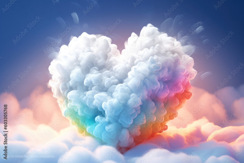 Capture the beauty of a rainbow heart cloud