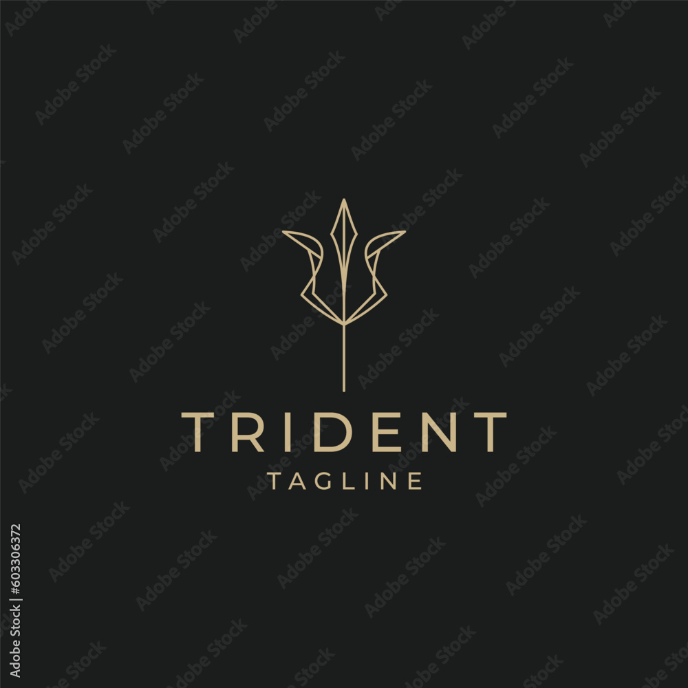 Trident line art logo icon design template Trident line art logo icon design template