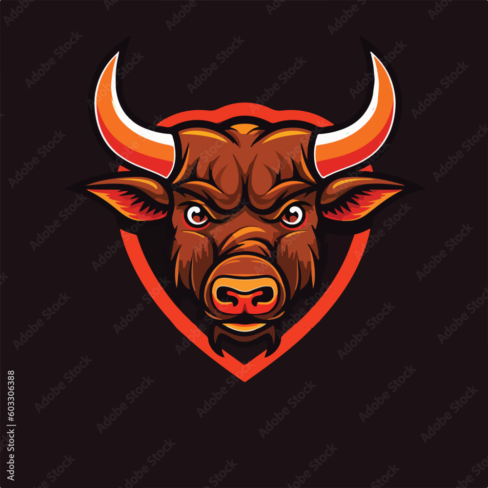 angry bull buffalo bison head e sport logo vector illustration angry bull buffalo bison head e sport logo vector illustration