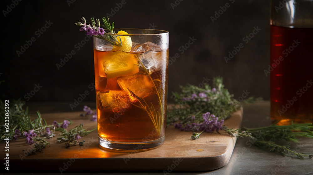 Ice tea, fresh summer drink. Generative AI image Ice tea, fresh summer drink. Generative AI image