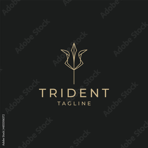 Trident line art logo icon design template