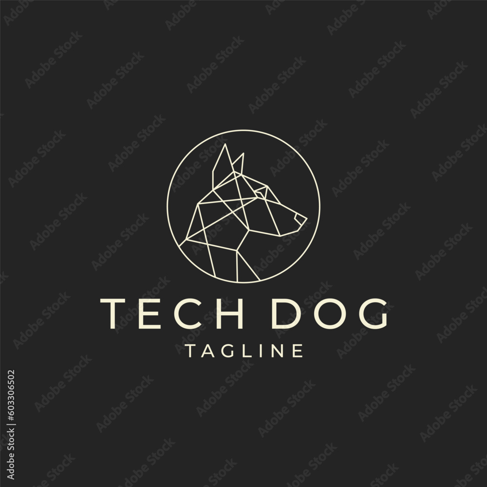 Dog tech logo logo vector icon design template Dog tech logo logo vector icon design template