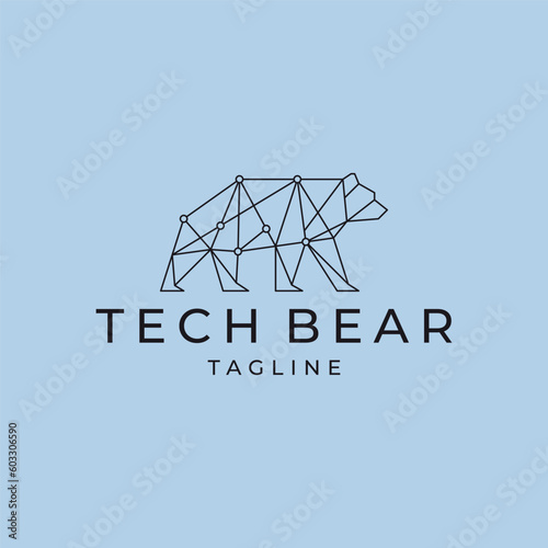 Tech bear logo icon design template