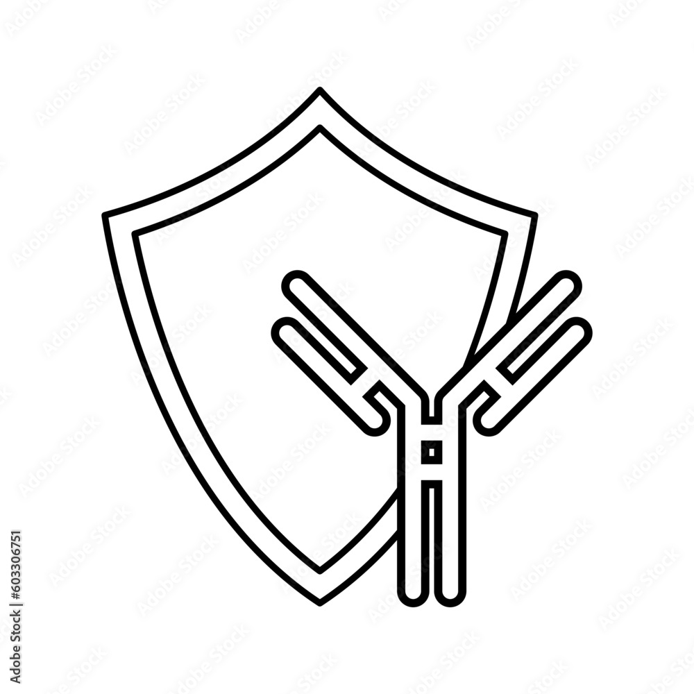 Illustration of vaccination, antibody with shield icon vector