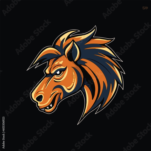 Horse Stallion Head Mascot logo esport vector illustration