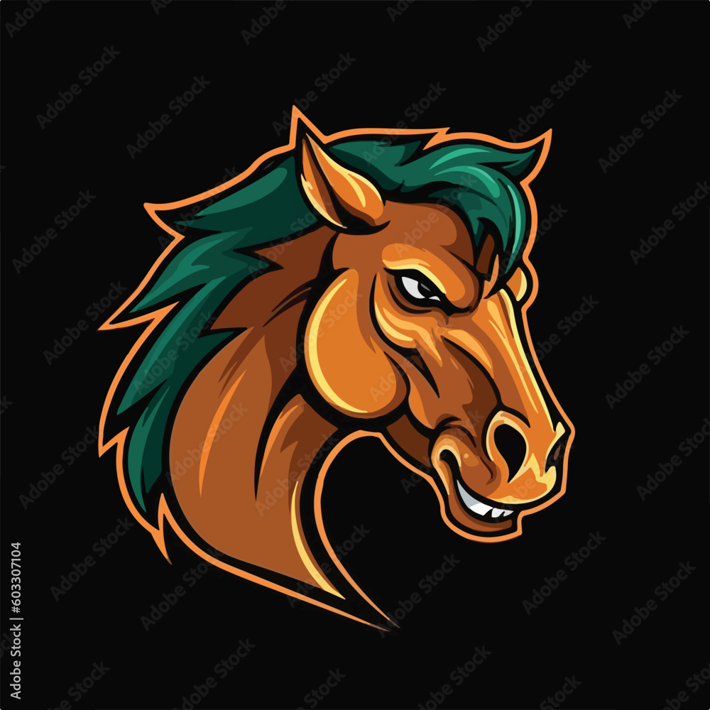 Horse Stallion Head Mascot logo esport vector illustration
