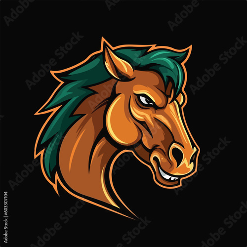 Horse Stallion Head Mascot logo esport vector illustration