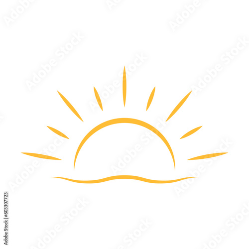 A half sun is setting downwards icon vector sunset concept for graphic design, logo, web site, social media, mobile app, ui illustration