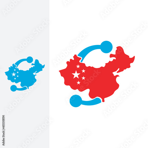 China Network map logo design template sign. solid color style,
