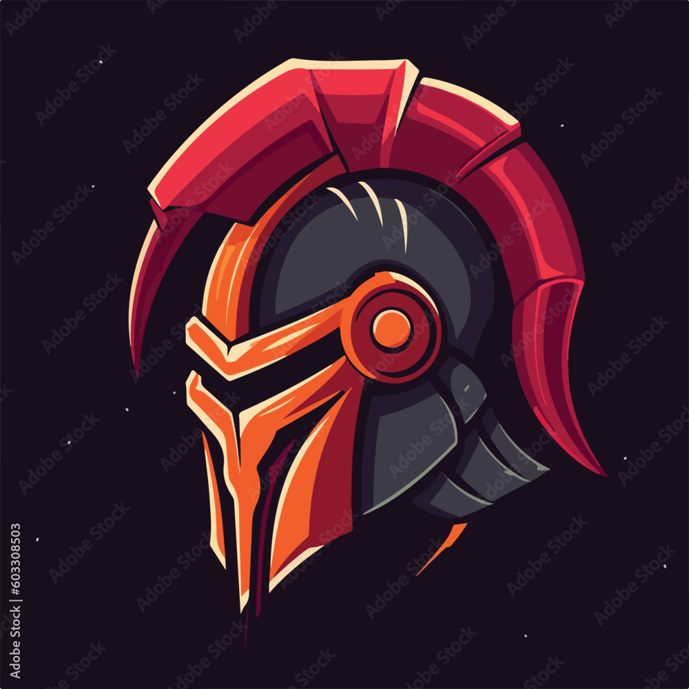 Fototapeta premium warrior spartan knight head e sport logo badge vector illustration