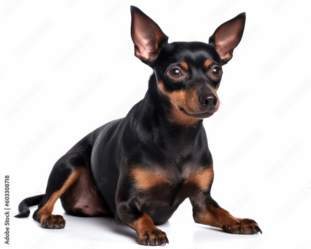 photo of Miniature Pinscher isolated on white background. Generative AI photo of Miniature Pinscher isolated on white background. Generative AI