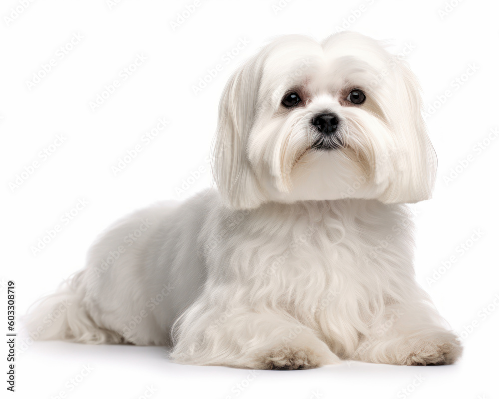 photo of Maltese dog isolated on white background. Generative AI photo of Maltese dog isolated on white background. Generative AI