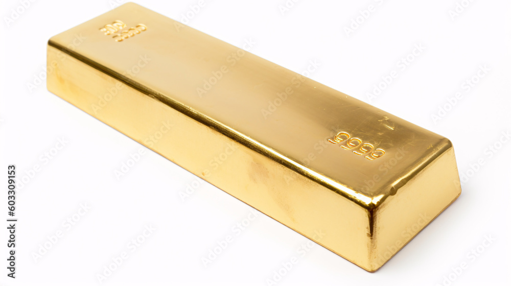 Illuminated Gold Bar on White Background generative ai Illuminated Gold Bar on White Background generative ai
