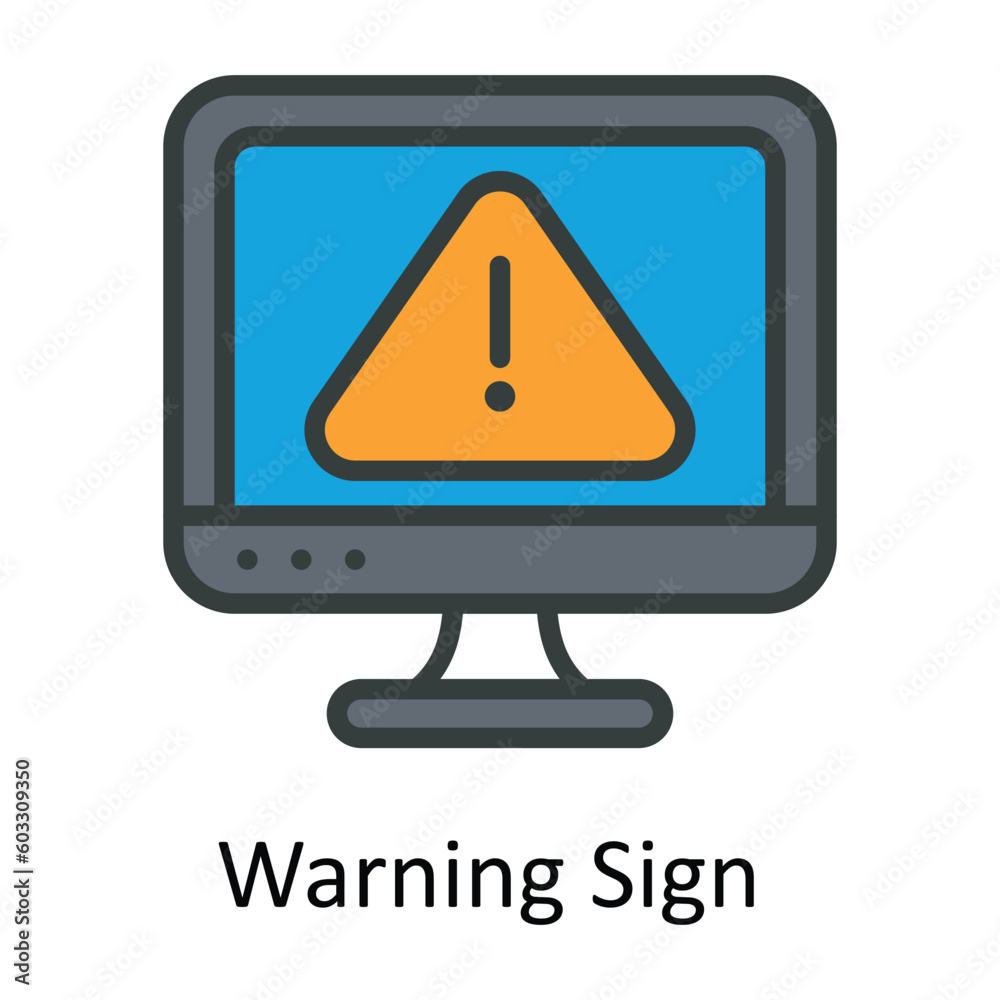 Warning Sign vector Fill outline Icon Design illustration. Work in progress Symbol on White background EPS 10 File Warning Sign vector Fill outline Icon Design illustration. Work in progress Symbol on White background EPS 10 File