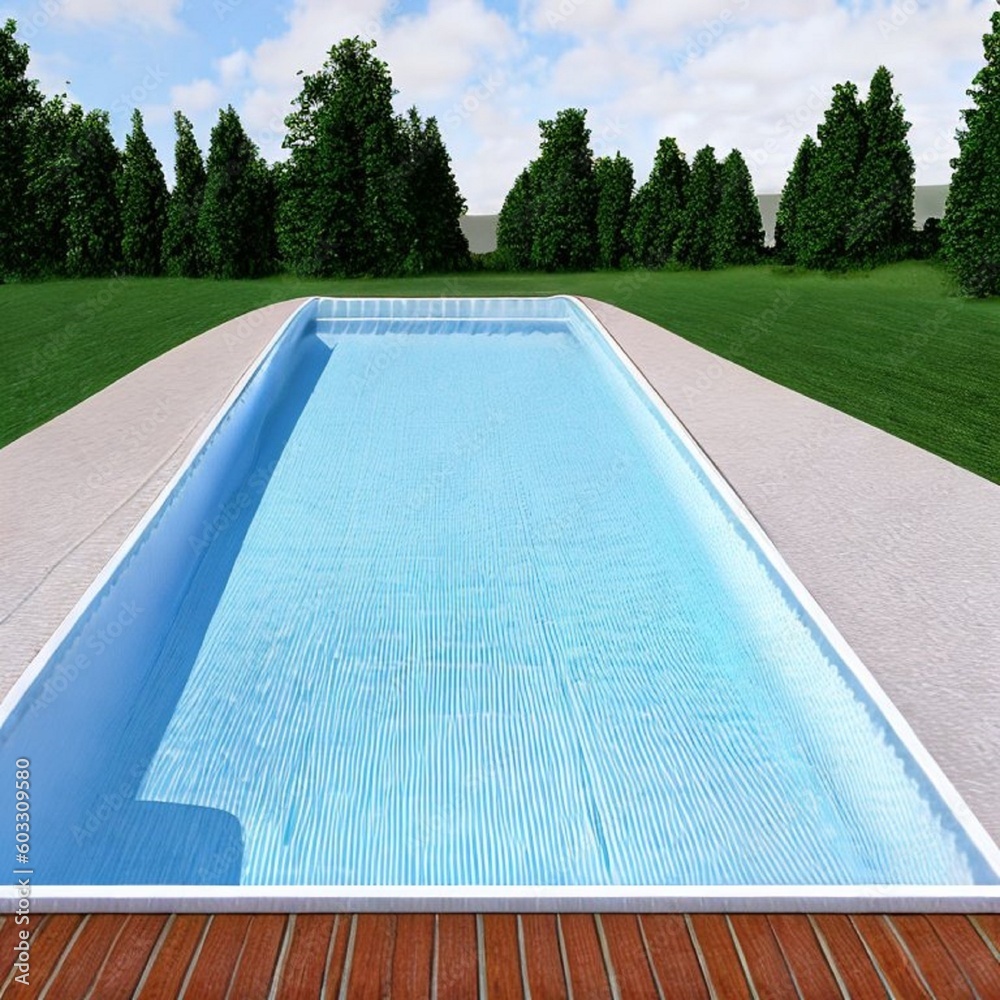 Vast swimming pool in the garden by Generative AI