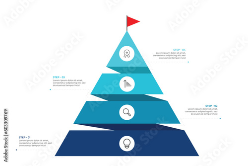 4 Steps to success infographics, leadership, motivation concept, vector illustration