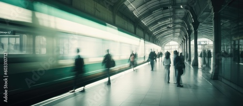 Long exposure of train station with blurred people