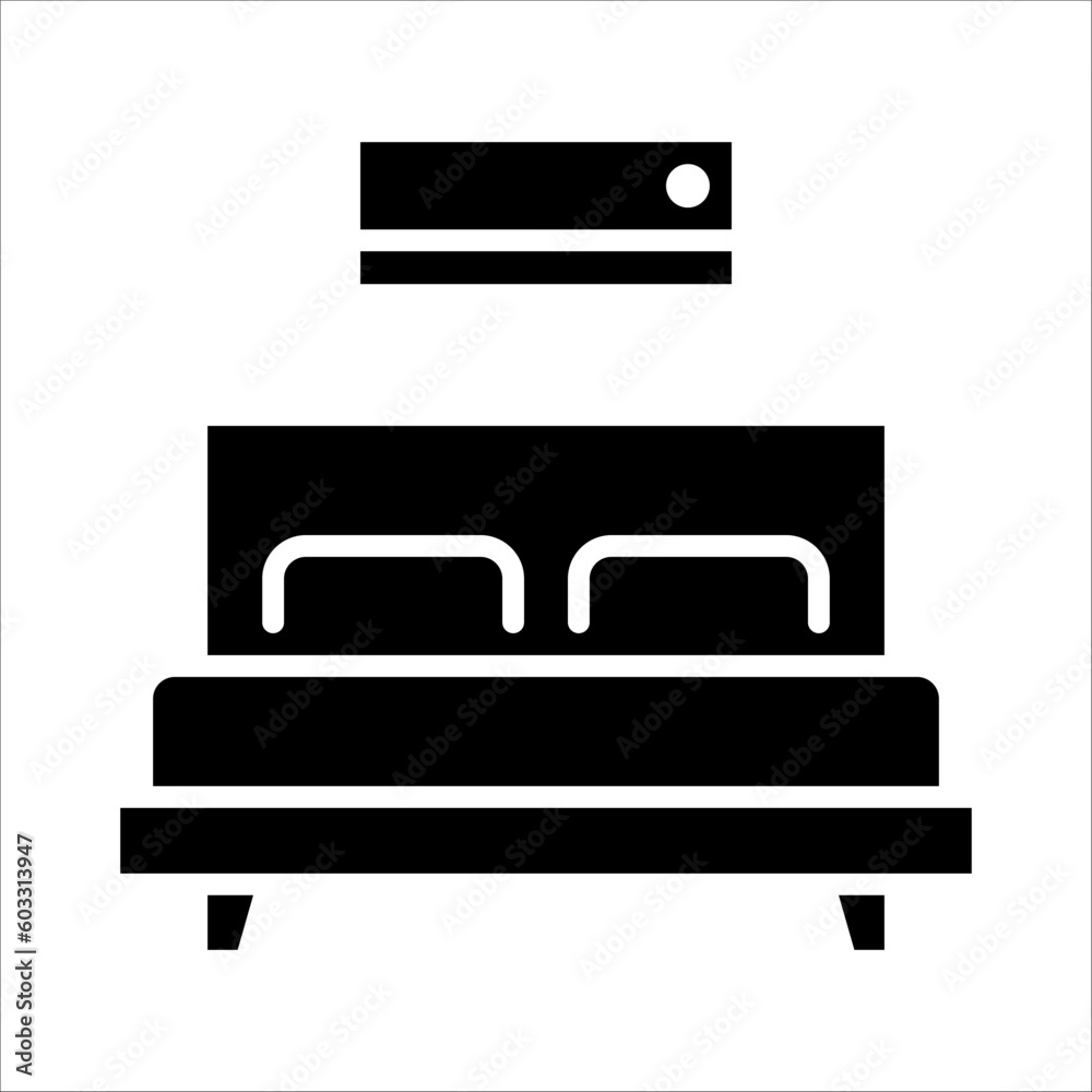 Solid vector icon for hotel room which can be used various design projects. Solid vector icon for hotel room which can be used various design projects.