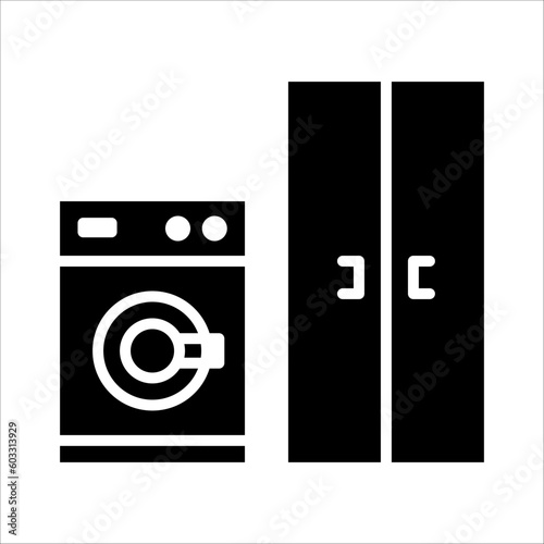 Solid vector icon for washing machine which can be used various design projects.