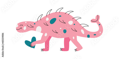 Flat hand drawn vector illustration of ankylosaurus dinosaur