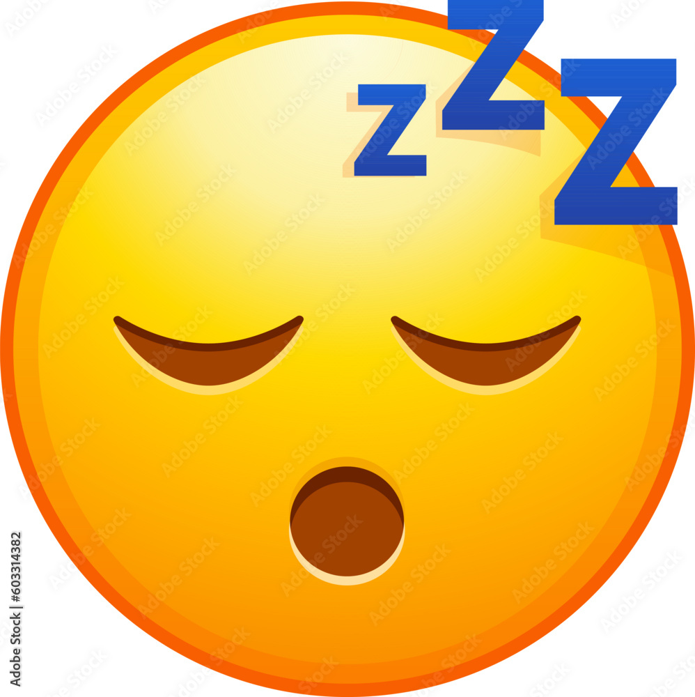 Top quality emoticon. Sleeping emoji. Snoring emoticon, Zzz yellow face
