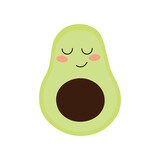 Avocado cute smiling isolated illustration with cheeks. Avocadorable greeting card for nutrition or fitness