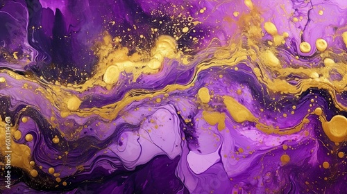 Purple and Gold Fluid Art Marble - Background 16:9