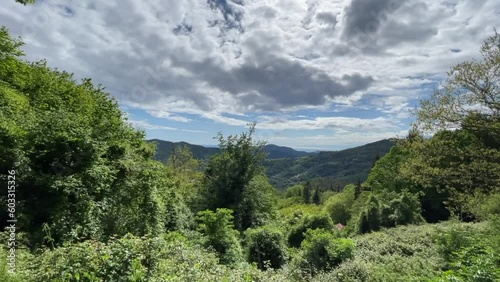 Panoramic view of Castiglione Chiavarese mountains photo