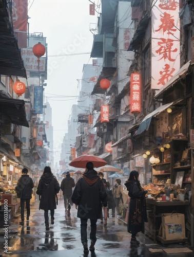 Generative AI: Lively Asian street market