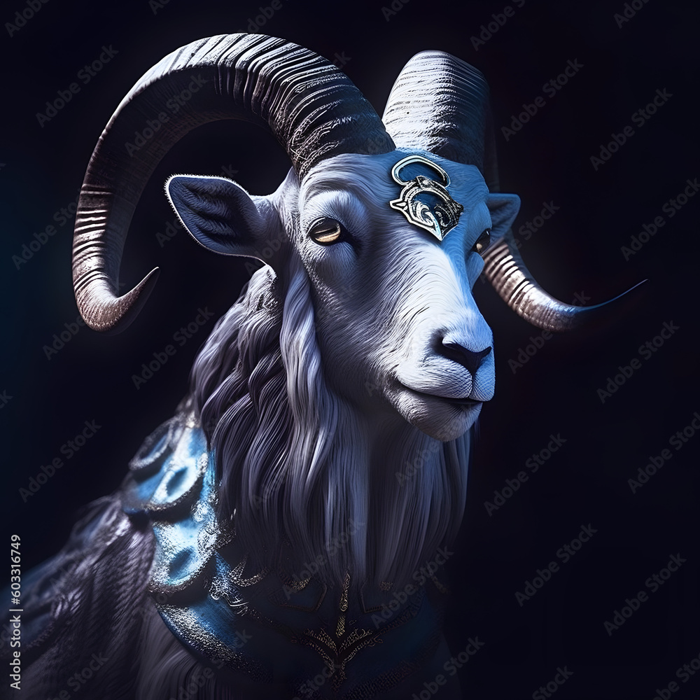 sheep, goat painting, legend, fiction, cinematic, AI painting