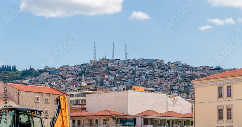 Chaotic housing construction on a hill in Izmir, Turkey.