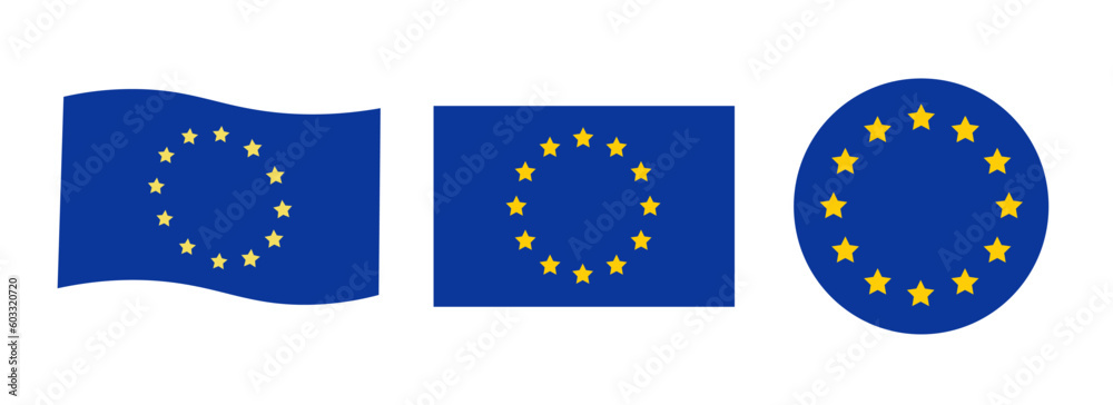 European union flag icon. Eu emblem flat design vector ilustration. European union flag icon. Eu emblem flat design vector ilustration.