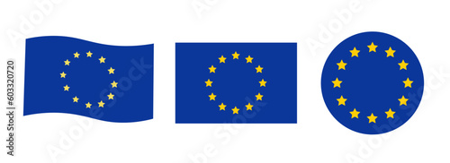 European union flag icon. Eu emblem flat design vector ilustration.