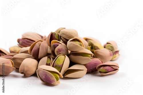 Pistachio nuts on a white background, Generative AI 3